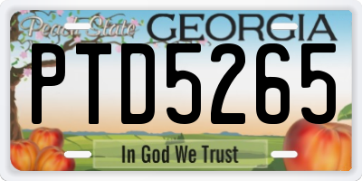 GA license plate PTD5265