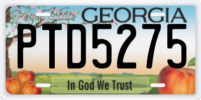 GA license plate PTD5275