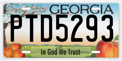 GA license plate PTD5293