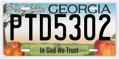 GA license plate PTD5302