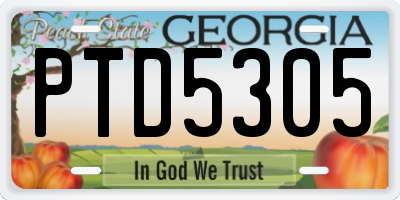 GA license plate PTD5305