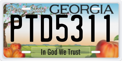 GA license plate PTD5311