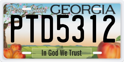 GA license plate PTD5312