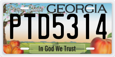 GA license plate PTD5314