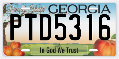 GA license plate PTD5316
