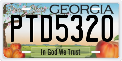 GA license plate PTD5320