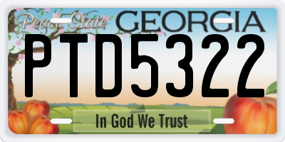 GA license plate PTD5322