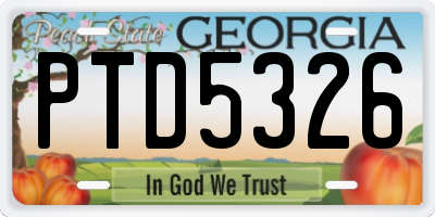 GA license plate PTD5326