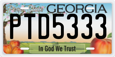GA license plate PTD5333