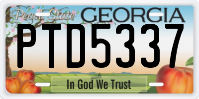 GA license plate PTD5337
