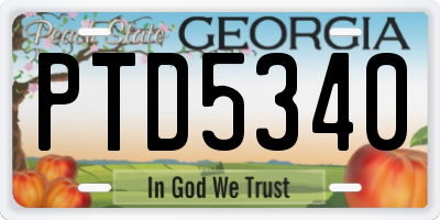 GA license plate PTD5340