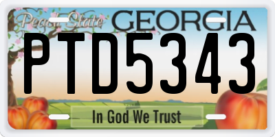 GA license plate PTD5343