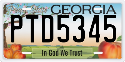 GA license plate PTD5345