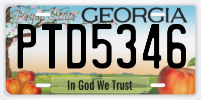 GA license plate PTD5346