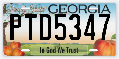 GA license plate PTD5347