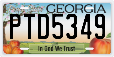 GA license plate PTD5349