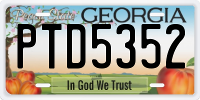 GA license plate PTD5352