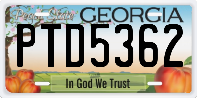 GA license plate PTD5362