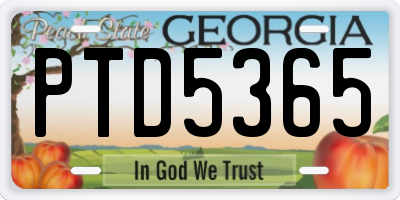 GA license plate PTD5365