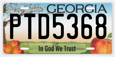 GA license plate PTD5368