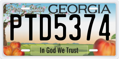 GA license plate PTD5374