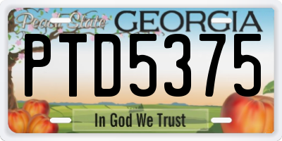 GA license plate PTD5375