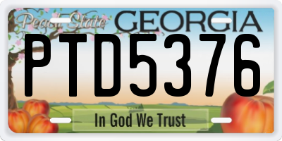 GA license plate PTD5376