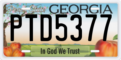 GA license plate PTD5377