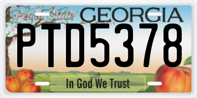 GA license plate PTD5378