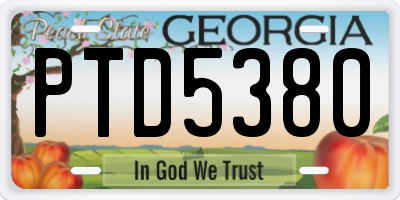 GA license plate PTD5380