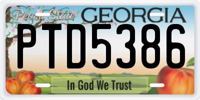 GA license plate PTD5386