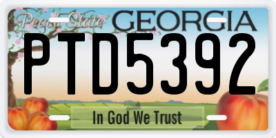 GA license plate PTD5392