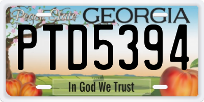 GA license plate PTD5394
