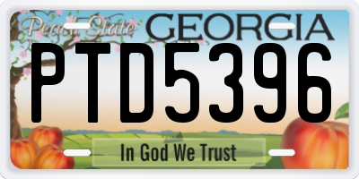 GA license plate PTD5396