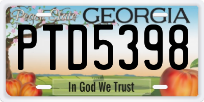 GA license plate PTD5398