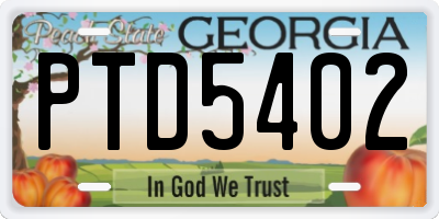 GA license plate PTD5402