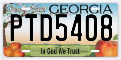 GA license plate PTD5408