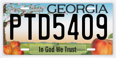 GA license plate PTD5409