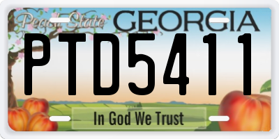 GA license plate PTD5411