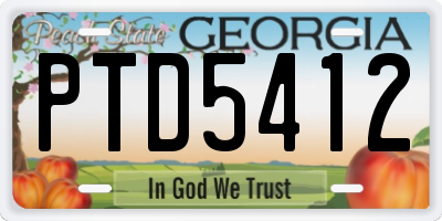 GA license plate PTD5412
