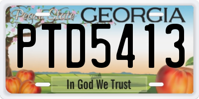 GA license plate PTD5413