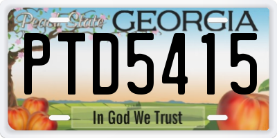 GA license plate PTD5415