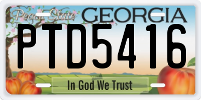 GA license plate PTD5416