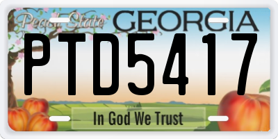 GA license plate PTD5417