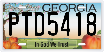 GA license plate PTD5418