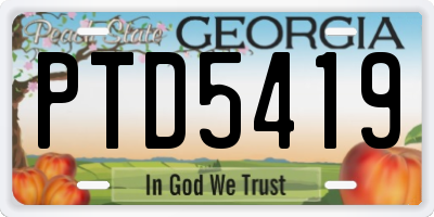 GA license plate PTD5419