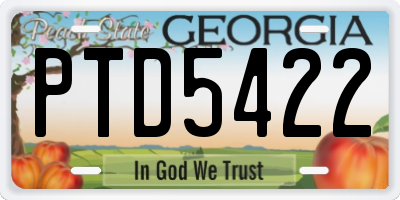 GA license plate PTD5422
