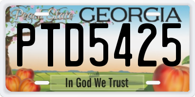 GA license plate PTD5425