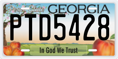 GA license plate PTD5428