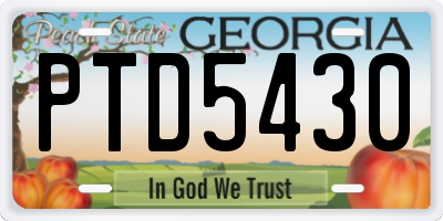 GA license plate PTD5430